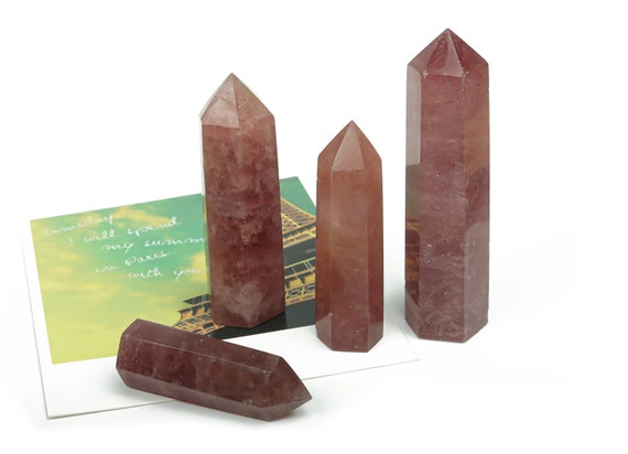 Strawberry Quartz Obelisk Tower Stone – Obelisk Tower Point Crystals – Meditation Gemstone - Gifts - TW1015
