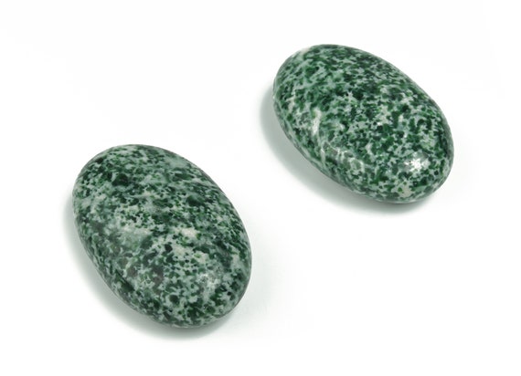 Green Dot Jade Spa Stone - Qinghai Jade Palm Stone - Smooth Stone Gemstone – 60x40mm - PA1024