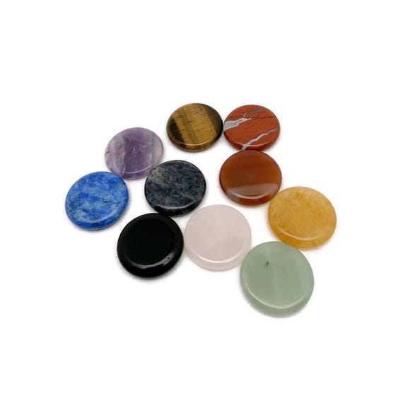 Polished Gemstone Pocket Stone - Smooth Meditation Stones - 25mm - FLMIX