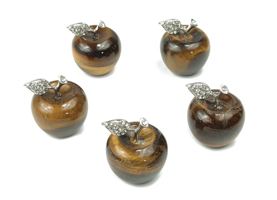 Tiger Eye Apple Crystal - Crystal Carving - Home Living - Cute Gift - 30x25mm - AP1001