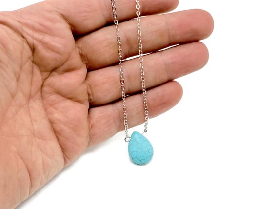 Turquoise Synthetic Necklace – Natural Blue Gemstone Pendant for Protection & Balance - NC1942