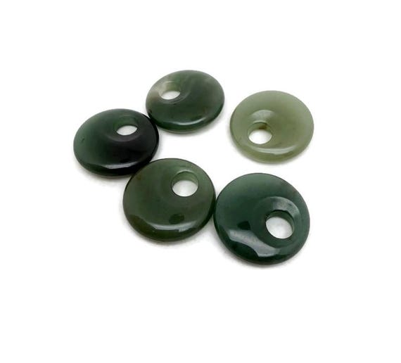 Aventurine Polished Gemstone Donut Pendant – Healing Crystal Necklace Component - 30mm - DO1102