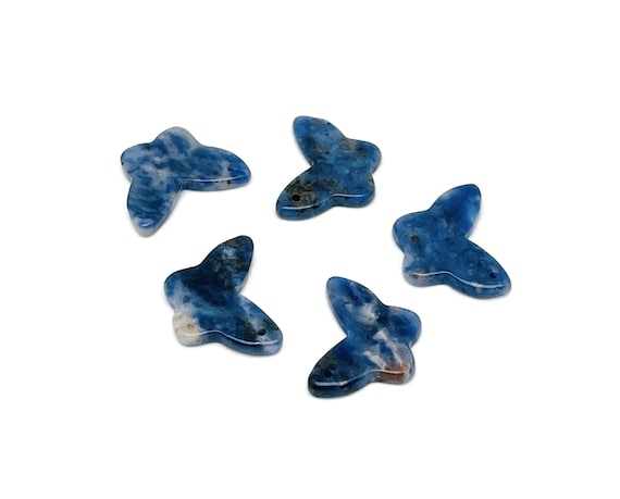 Sodalite Mini Butterfly Gemstone Pendant - Hole Crystal Jewelry - Crystal Carved Butterfly - Crystal Necklace Healing - NC1535