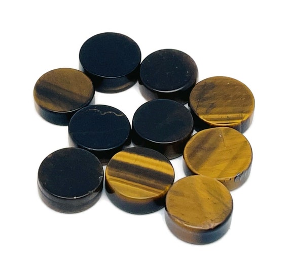 Tiger Eye Gemstone Flat Disk - Crystal Round Coin - Loose Gemstone - Cabochon Gemstone - Handmade Gemstone Round - FL1071