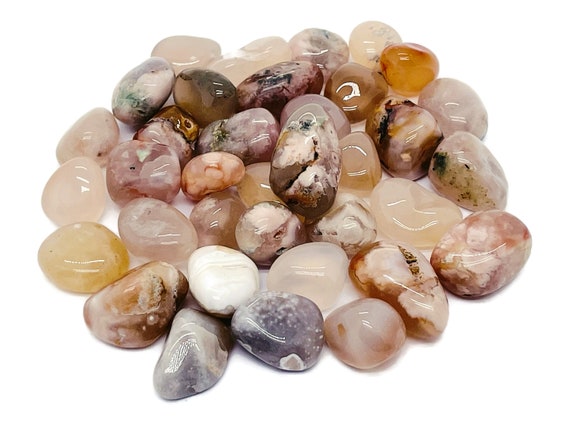 Flower Agate Tumbled Stone – Flower Agate Crystal – Cherry Blossom Agate –Love Stone- TU1026