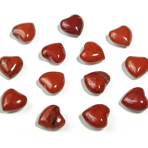 Red Jasper Heart Gemstone – Natural Red Jasper Healing Stone – Jasper Gemstone – Palm & Pocket Stone – Worry Stone – 15x15x9mm - HE1006