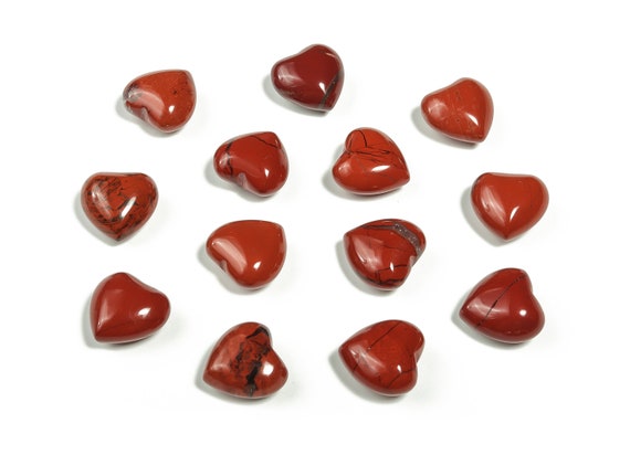 Red Jasper Heart Gemstone – Natural Red Jasper Healing Stone – Jasper Gemstone – Palm & Pocket Stone – Worry Stone – 15x15x9mm - HE1006