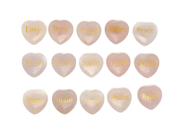 Rose Quartz Heart Gemstone - Love-Trust-Strength-Kindness-Peace-Dream-Gratitude-Wisdom-Courage-Wealth-Happiness-Health-Lucky-Healing-Belief
