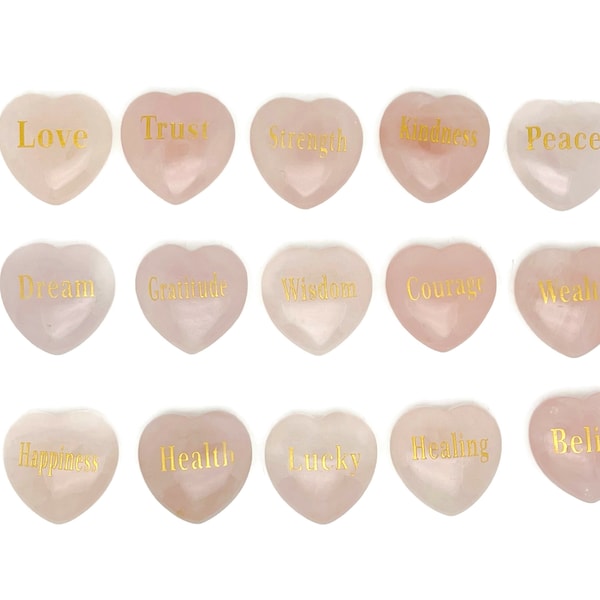 Rose Quartz Heart Gemstone - Love-Trust-Strength-Kindness-Peace-Dream-Gratitude-Wisdom-Courage-Wealth-Happiness-Health-Lucky-Healing-Belief