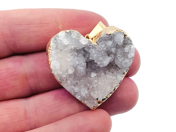 Quartz Heart Cluster Pendant - Cluster Heart Pendant – Natural Necklaces - Heling Gemstone - Gift for her - NC1343