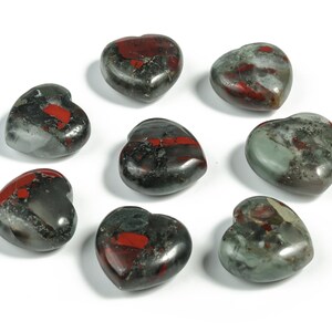 African Bloodstone Heart Gemstone – Bloodstone Stone Puffy Shaped Heart - Healing Stone – Bloodstone Gemstone Heart - 2.5cm - HE1107