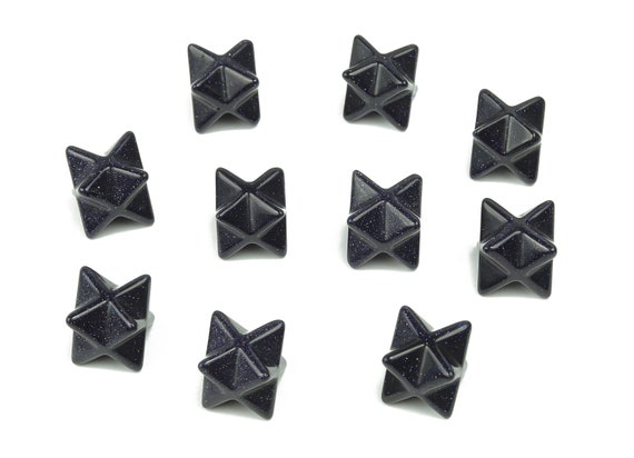 Blue Goldstone Merkaba  - Blue Goldstone Carving Gemstone - Crystal Merkaba Star - Energy Healing - Chakra Stone – 1.3Cm – ME1018