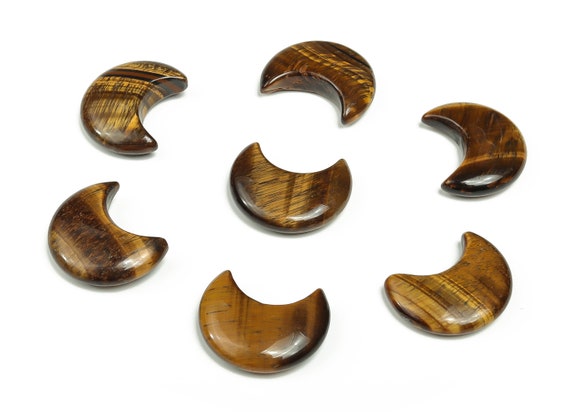 Tiger Eye Gemstone Moon - Crystal Moon - Carved Moon - Healing Crystal - Gemstone Crescent – 3×1.6cm – MO1045