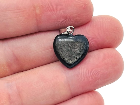 Obsidian Heart Pendant - Crystals Pendant Healing - Mini Crystal Pendant - Gifts - NC1123