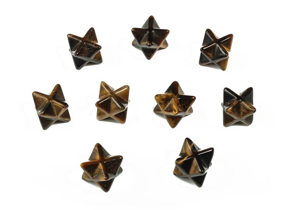 Tiger Eye Merkaba - Tiger Eye Gemstone - Crystal Merkaba Star - Energy Healing - Chakra Pendant – Grounding Stone – 1.3cm - ME1006
