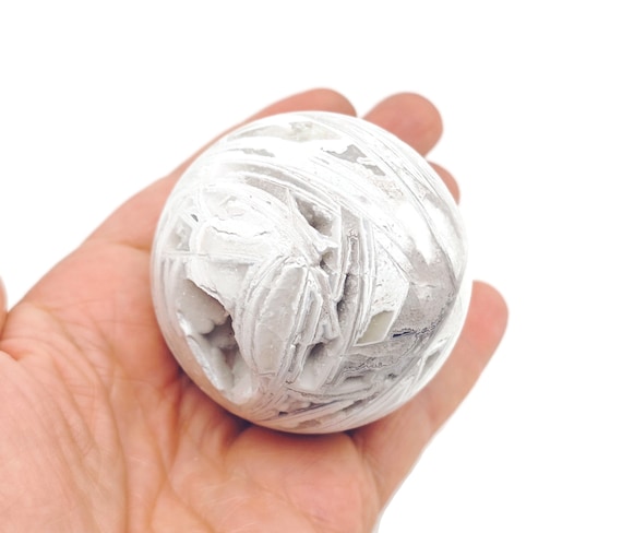 White Agate Sphere Crystal A++ - Sphere White Agate Ball - Crystal Sphere -Natural Healing Stone - Sphere Gemstone – 50-60mm - TO1011