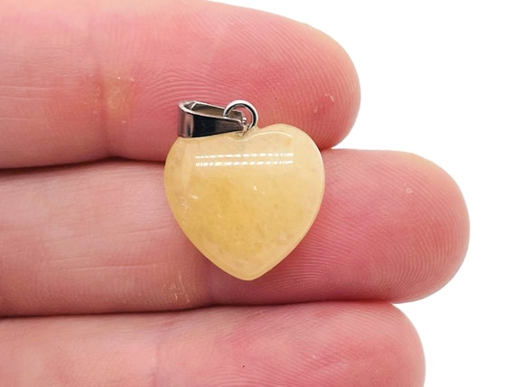 Yellow Jade Heart Pendant - Crystals Pendant Healing - Mini Crystal Pendant - Gifts - NC1134