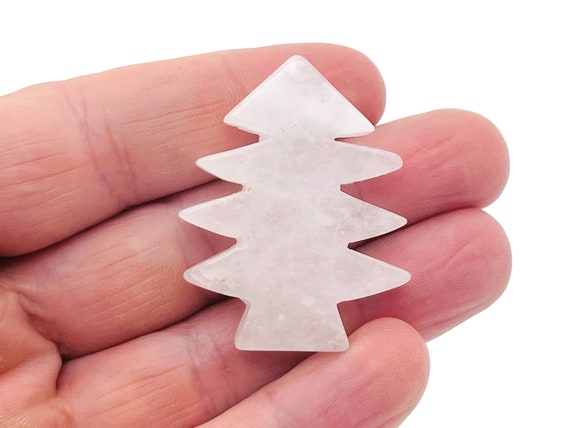 Clear Quartz Pine Tree Gemstone - Crystal Christmas Tree carving - Handmade Tree Stone - TR1002