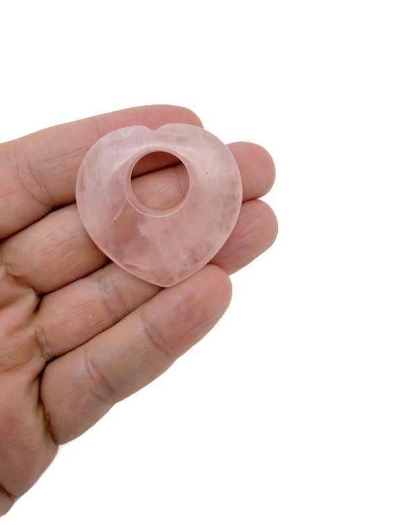 Rose Quartz Love Crystal Heart Donut Necklace Pendant - Assorted Gemstone Pendant Pieces - HZ1002