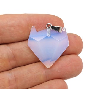 Opalite Wolf Head Gemstone Pendant - Natural Stone Wolf Carving Crystal - Crystal Wolf head - Wolf Head Crystal Jewelry - NC1601