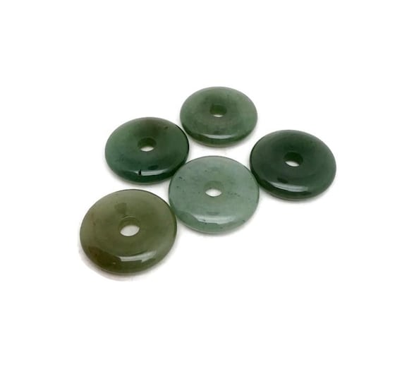 Aventurine Crystal Donut Pendant - Polished Pi Stone Charm - 30mm - DO1096