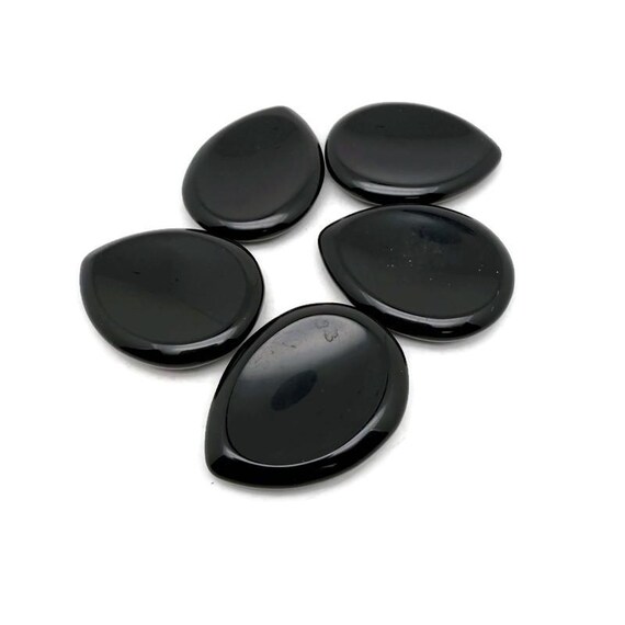 Obsidian Natural Worry Stone - Teardrop Shaped Natural Gemstone - Relaxing – 45mm - WO1089