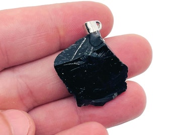 Obsidian Raw Crystal Pendant - Crystals Pendant Healing - Drilled Crystal - Gifts - NC1114