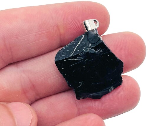Obsidian Raw Crystal Pendant - Crystals Pendant Healing - Drilled Crystal - Gifts - NC1138