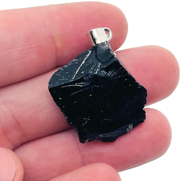 Obsidian Raw Crystal Pendant - Crystals Pendant Healing - Drilled Crystal - Gifts - NC1114