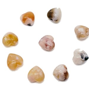 Flower Agate Heart Gemstone – Puffy Heart - Cherry Blossom Heart Crystal - Healing Stones - 15x15x9mm - HE1021
