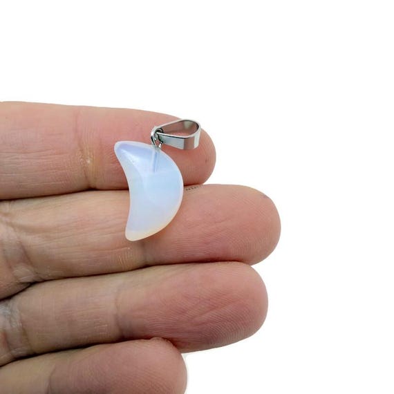 Opalite Moon Pendant - Moon Earring Crystal - Crystals Healing - Jewelry Making Supplies - MNC1019
