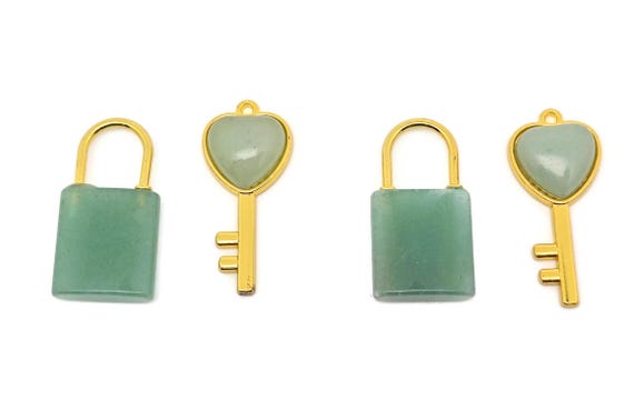 Aventurine Heart Key Pendants - Crystals Pendant Healing - Mini Crystal Pendant - Gifts - KA1006