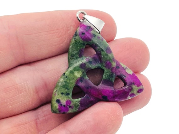 Ruby Zoisite Celtic Knot Pendant - Trinity Crystals Pendant - Gemstone - Valentine's Day - NC1266