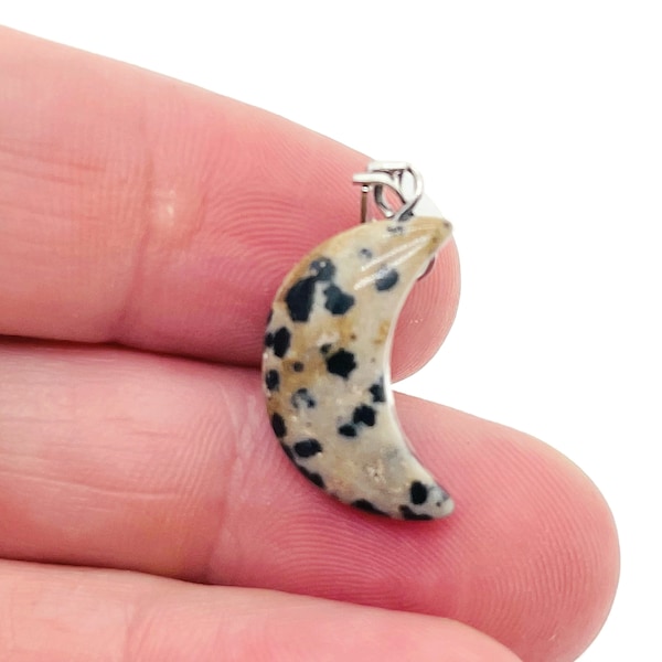 Dalmatian Jasper Moon Pendant - Dalmatian Jasper Moon Earring Crystal - Crystals Healing - Jewelry Making Supplies - NC1155