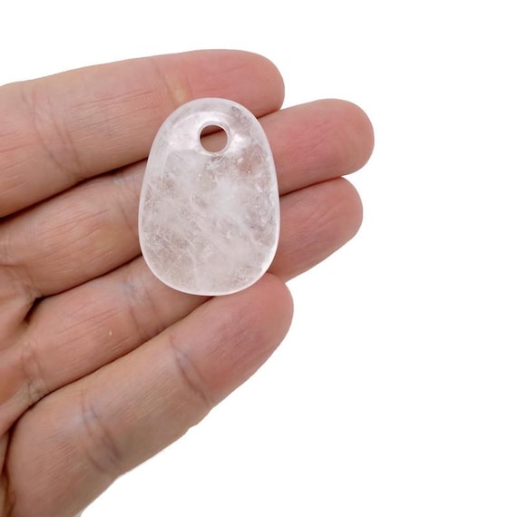 Clear Quartz Oval Crystal Pendant – Natural Stone Jewelry Making Bead - NC1899