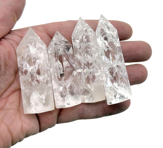 Cracked Clear Quartz Obelisk Tower Stone - Gemstone Tower - Meditation Gemstone - Crystal Gifts - Home Crystal Decor - TW1127