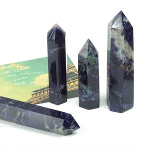 Sodalite Obelisk Tower Stone – Obelisk Tower Point Crystals – Meditation Gemstone - Gifts - TW1009