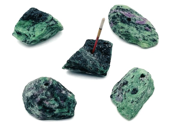 Ruby Zoisite Crystal Incense Holder -Rough Crystal Stone Incense Stick Holder -Raw Stone Incense Holder - Healing Stone - RS1016