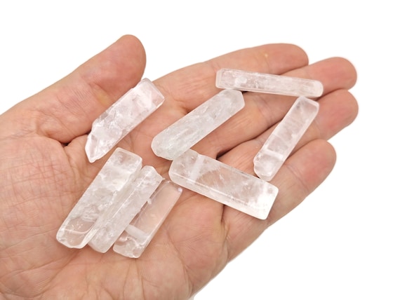 Clear Quartz Drilled Tumbled Stones - Rectangle Hole Tumbled Stone - Making Jewelry Cytsals - Bulk Stones - NC1786