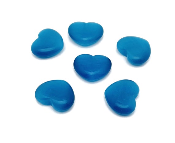 Blue Cats Eye Heart Gemstone – Heart Crystal - Healing Stones – Carving Heart - Natural stones - 30x25x10 - HE1278