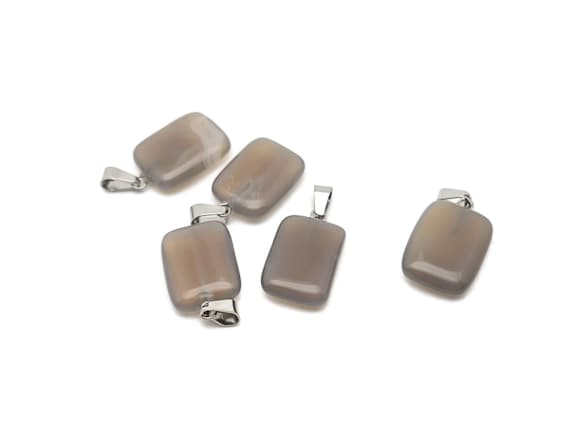Gray Agate Crystal Rectangle Shape Pendants - Wholesale Gemstones - Stone Healing Crystal Rectangle Necklace - Natural Stones - NC1733