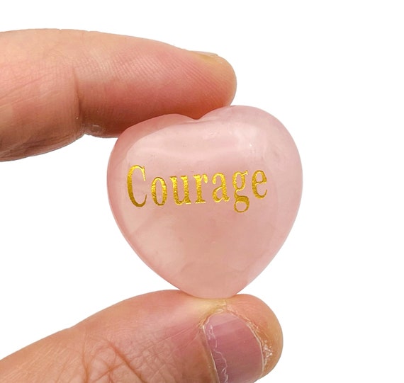 Courage Rose Quartz Heart Gemstone - Heart Crystal - Carving Heart - Gemstone Puffy Heart - Rose Quartz Healing Crystals - HE1215