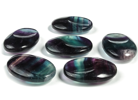 Fluorite Worry Stone - Worry Gemstone - Rainbow Fluorite - Spiritual Healing Crystal - 5x3.5cm - WO1034