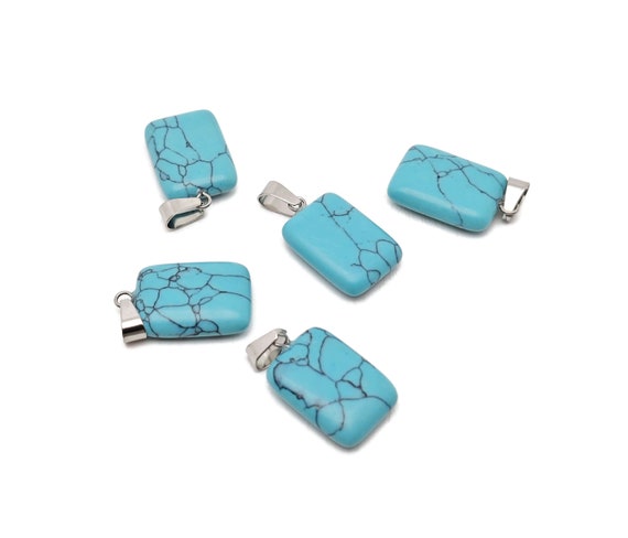 Turquoise Crystal Rectangle Shape Pendants - Wholesale Gemstones - Stone Healing Crystal Rectangle Necklace - Natural Stones - NC1737
