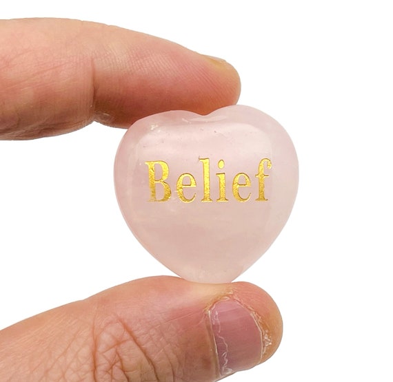 Belief Rose Quartz Heart Gemstone - Heart Crystal - Carving Heart - Gemstone Puffy Heart - Rose Quartz Healing Crystals - HE1221