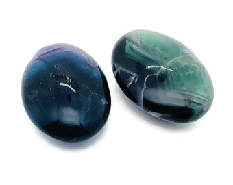 Fluorite Spa Stone - Big Rainbow Fluorite Palm Stone - Rainbow Fluorite Crystal Palm Stone – 2.6 inch - PA1030