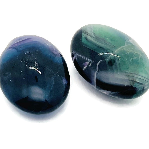 Fluorite Spa Stone - Big Rainbow Fluorite Palm Stone - Rainbow Fluorite Crystal Palm Stone – 2.6 inch - PA1030