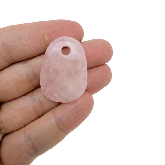 Rose Quartz Oval Crystal Pendant – Natural Stone Jewelry Making Bead - NC1891
