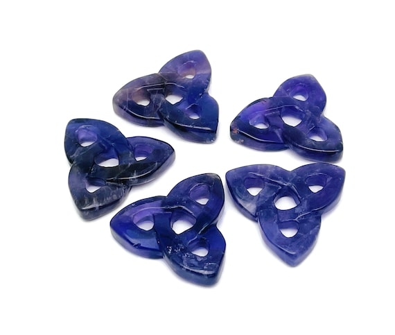 Amethyst Celtic Knot Carved Stone - Trinity Crystals Gemstone - Making Jewelry - Healing Crystals - CK1002