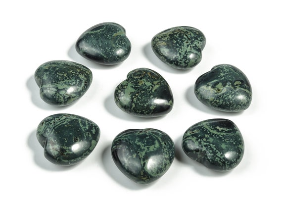Kambaba Jasper Heart Gemstone - Kambaba Jasper Gemstone - Heart Shaped Palm Stone - Kambaba Jasper Love Heart – 3cm - HE1157